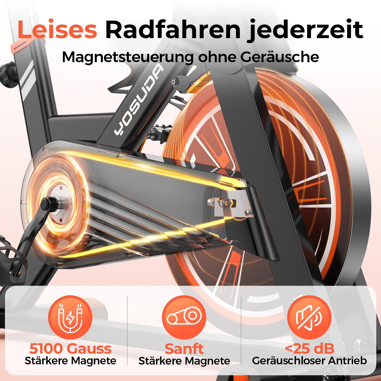 YOSUDA Heimtrainer Fahrrad, Leises Schwerlast Indoor Cycling Bike, 8KG Magnet-Schwungrad, Ergometer mit verbessertem LCD-Monitor mit 6 Fenstern, APP, Tablet-Halter, Bis 160KG