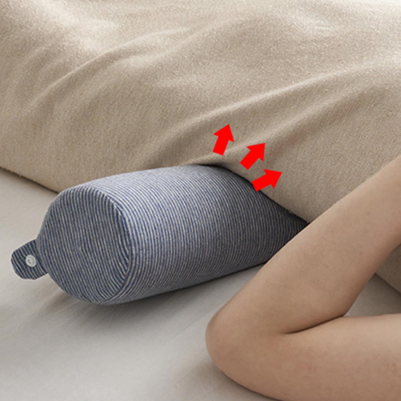 Oreiller en Rouleau De Mousse À Mémoire De Forme Oreiller Cylindrique Rond Oreiller Cervical en Rouleau Doux Traversin du Cou Coussin Lombaire Cale De Sommeil for Jambe Genou(Grey,67 * 10cm)