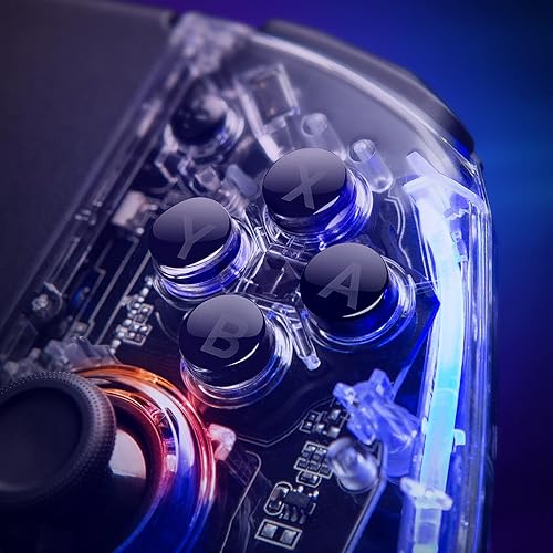 Vista 5 de NYXI Hyperion Transparent Style Wireless Joy-pad with 8 Color LED for SwitchSwitch OLED, Hyperion switch controller with RGB Lights, Programmable