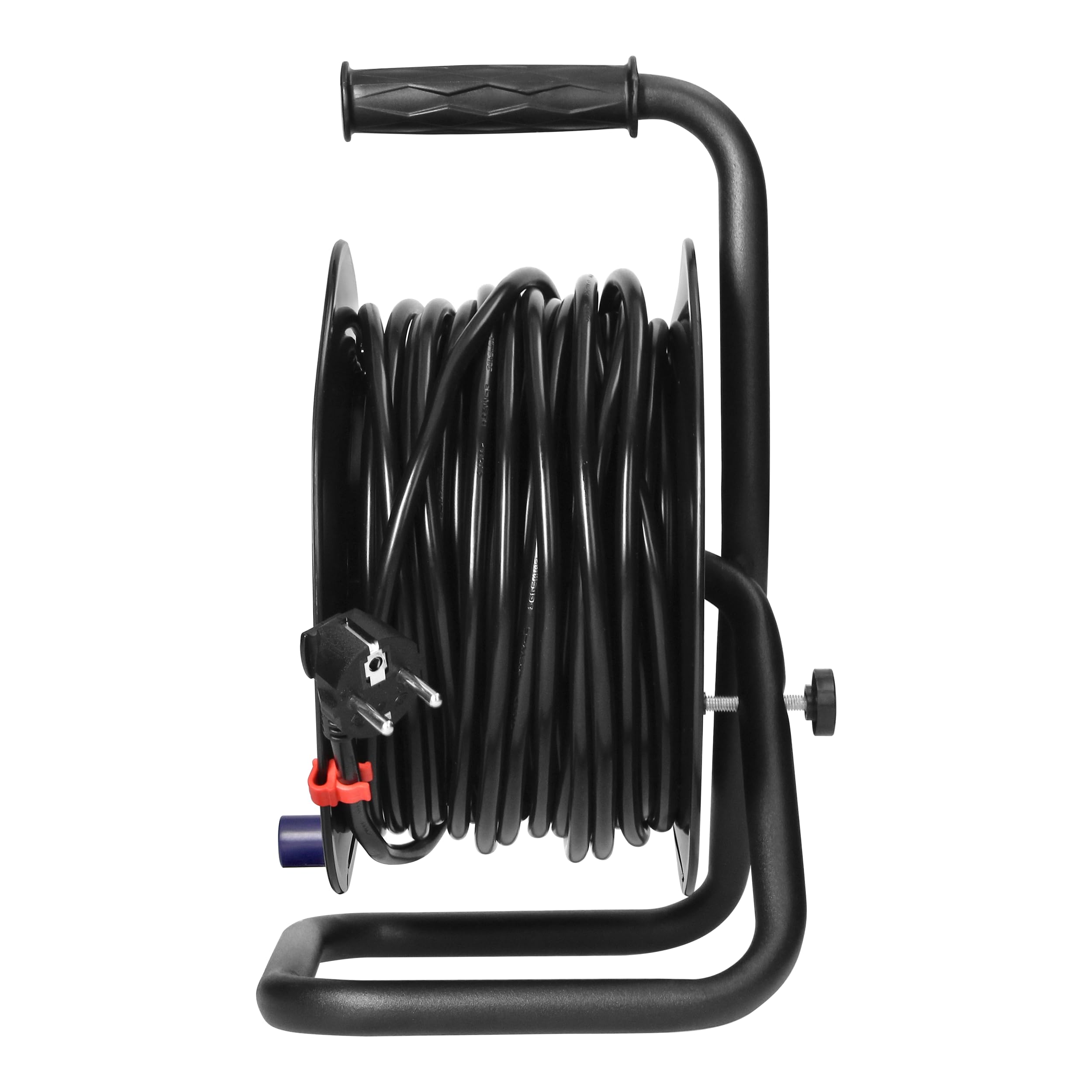 Tambor Alargador Enchufe | Enrollador de Cable con 4 Tomas Schuko 2P+T | Cable PVC H05VV-F 3G1,5mm² | Disyuntor Térmico y Cortacircuitos | IP20 Interior (25 metros)