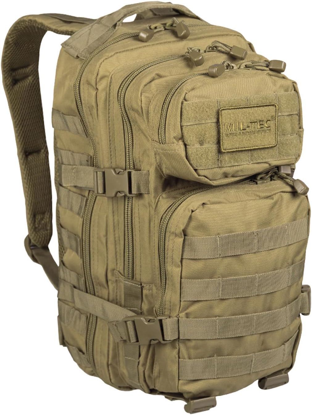 Unisex Assault Pack - Rugged Durable Lightweight Ergonomic Versatile Tactical Outdoor Camping Hiking Backpack with Adjustable Padded Shoulder Straps & MOLLE Loops, Coyote, 20L