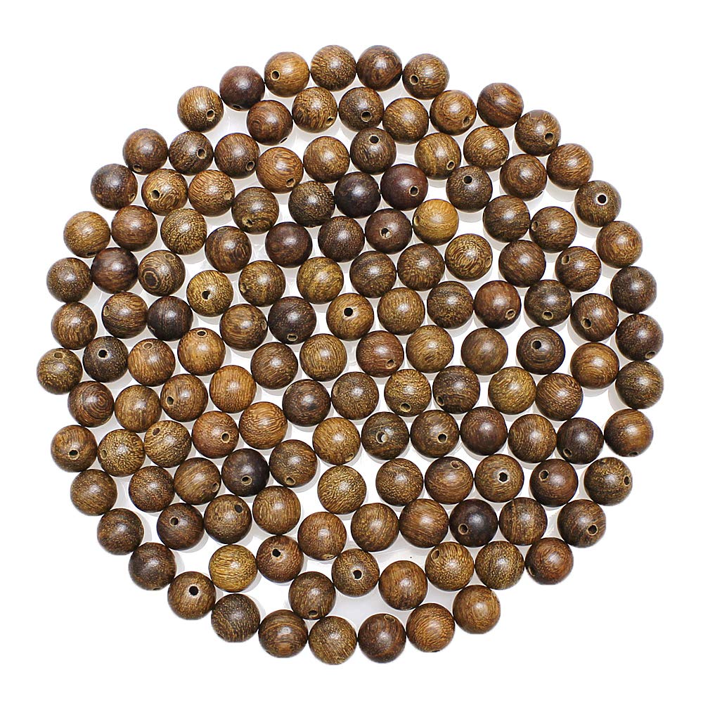 Perles rondes en bois de santal doré naturel 6mm pour fabrication de bijoux