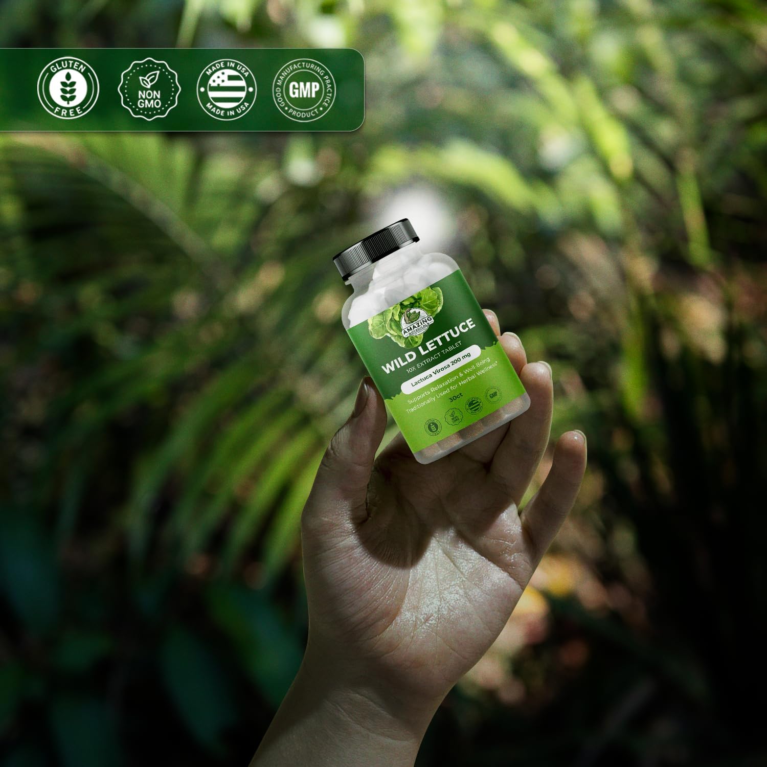 Amazing Botanicals Wild Lettuce Extract Tablets 10X (30 Tablets) 2,000MG Each | Lactuca Virosa | Sleep Support | Helps Naturally Soothe Pain - Image 6