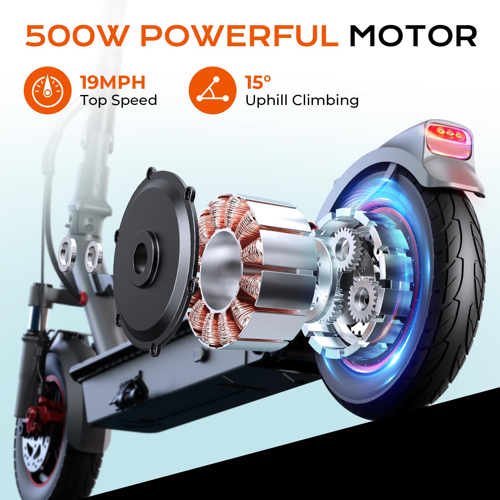 HOVSCO Electric Scooter for Adult,Dual Shock absorbers, 25 Mile Long Range Max 22 MPH by 450W?750 W Peak? Motor,10