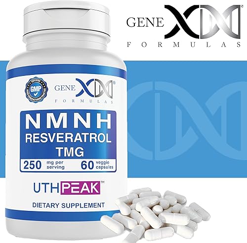 Miniatura 8 de GENEX 250mg NMNH + Resveratrol + TMG (60 cápsulas - 30 porciones)  NMNH (mononucleótido de dihidronicinamida) + 98% de resveratrol + TMG para un
