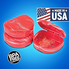 Practicon Marble Retainer Cases, Orthodontic Aligner Case, Mouth Guard Holder (3 Pack) (Red)