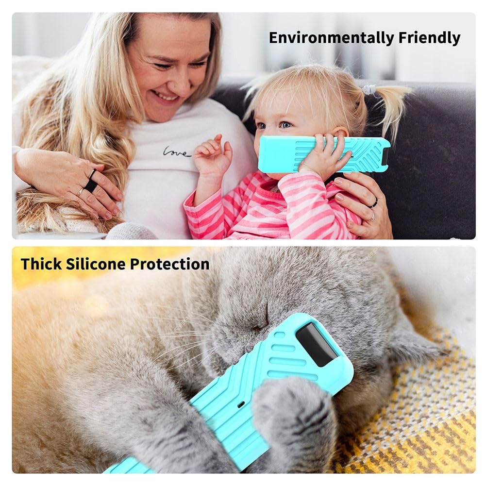 Funda de silicona para mando a distancia MR25GA con función que brilla en la oscuridad y cordón, negro/azul luminoso/verde