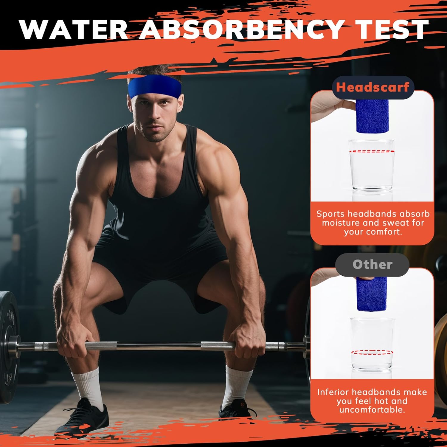 6-Pack Sweatbands Sports Headband for Men & Women - Moisture-Wicking Terry Cloth Headbands for Running, Basketball, Tennis, Gym & Workout - Non-Slip Sports Sweat Bands for Long Hair & Intense Training - Image 2