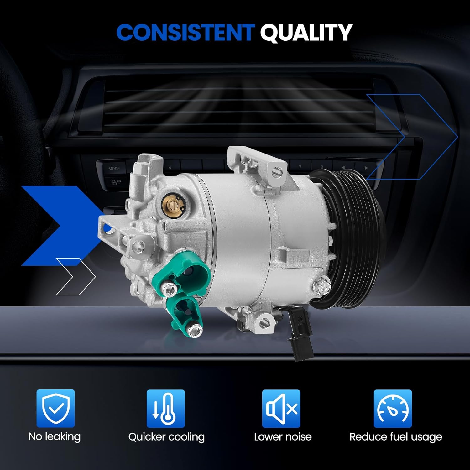 198354 Air Conditioning A/C Compressor with Clutch Compatible with Kia Soul 2012-2013 L4 2.0L, Compatible with Hyundai Elantra 2013 L4 1.8L