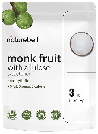 Monk Fruit & Allulose Sweetener with No Erythritol, 3 Pounds | 0 Aftertaste, 0 Calories, 0 Net Carbs 11 Sugar Substitute Perfect Sweet Balance for Baking, Cooking, Beverages Keto, Vegan