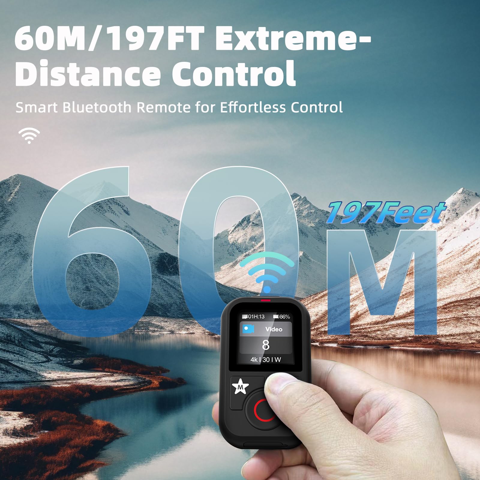 AFAITH Fernbedienung für Go Pro Hero 13/12/11/10/9/8 Black Action Kamera, Go Pro Waterproof Remote Control,LCD Display, Multi-Language,Schwarz