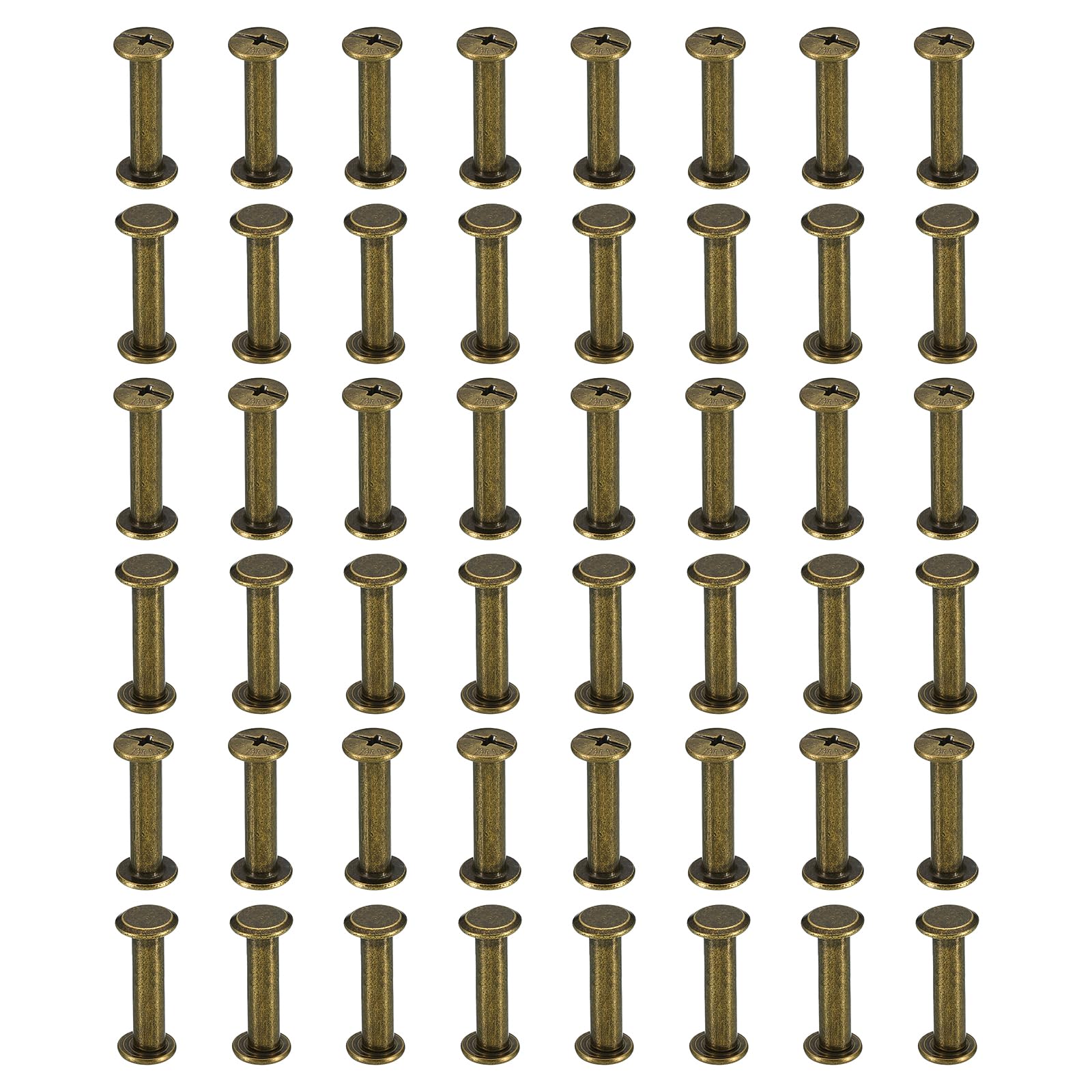 PATIKIL 50 Sets Chicago Screws, M5x22mm Chicago Screws Phillips Binding Post Screw Bolts Leather Rivets Fasteners Connectors Steel for Leather Belt Scrapbook Photo Albums, Brown
