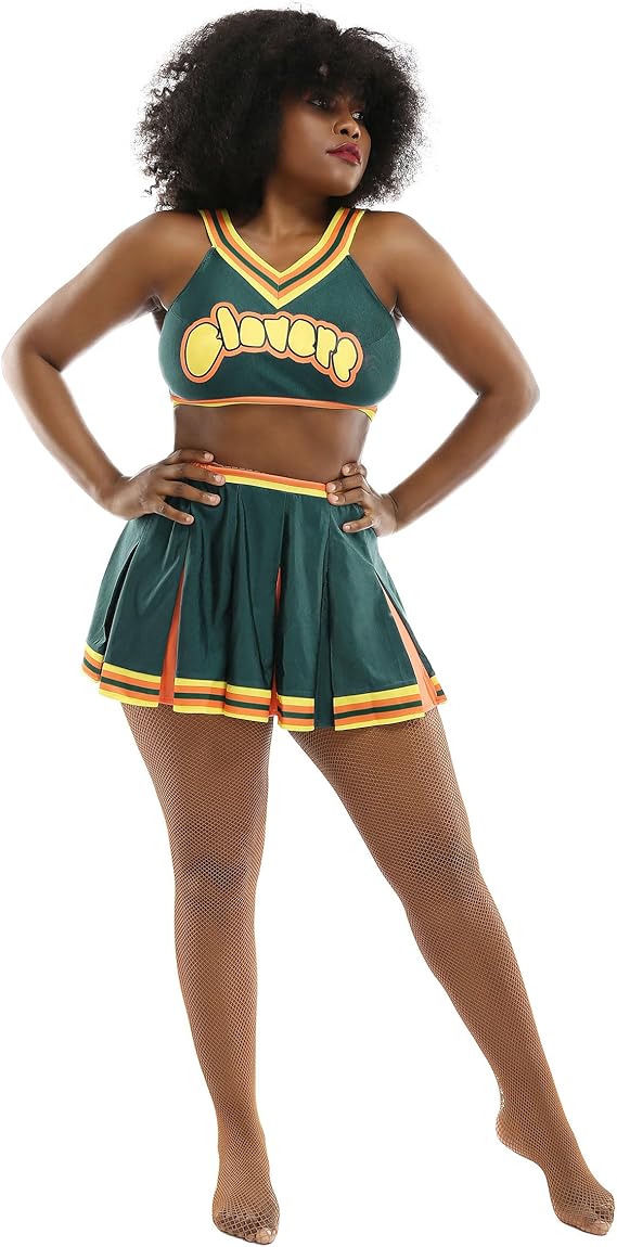 Haikyuu Women's Halloween Cheerleader Cosplay Costume Cheerleading Outfit Cheer Uniform Top Skirt Set