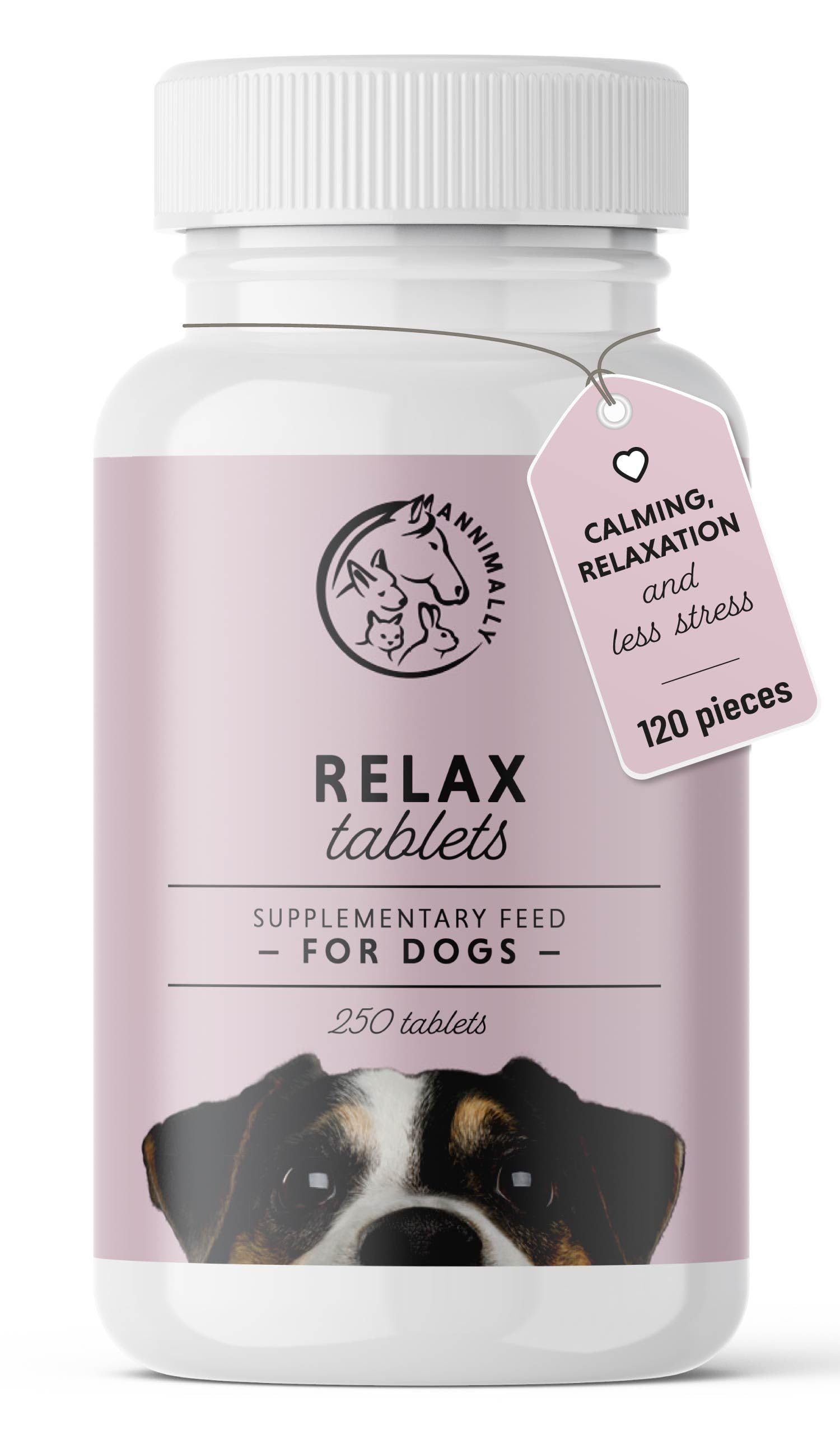 Annimally Dog Calming Tablets, Calming Supplement with Valerian & L-Tryptophan, Supports Relaxation, Stress & Anxiety