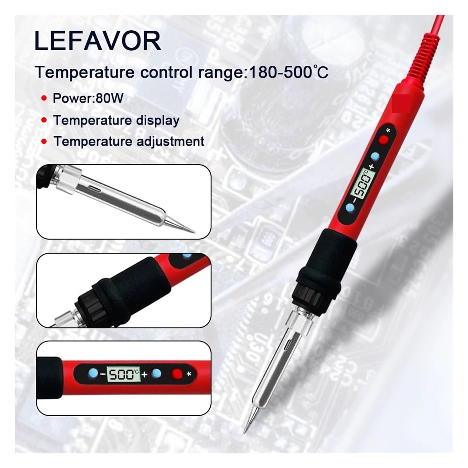 Kit De Soldador 80 W, Temperatura Ajustable, LCD, Herramientas Soldadura, Calentador Cerámica, Puntas, Pinzas, Alambre Calentamiento Preciso(SET5)