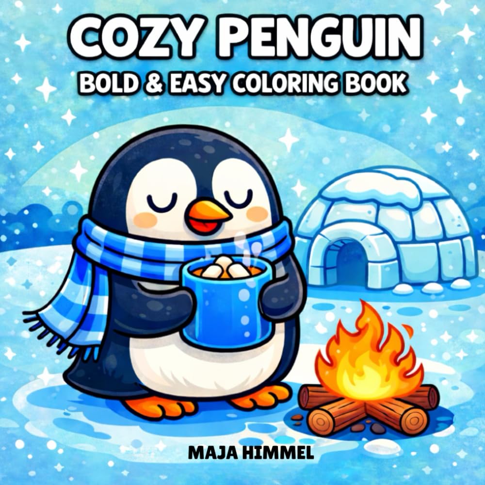 Cozy Penguin Days Bold & Easy Coloring Book: 40 Simple & Relaxing Penguin Designs for All Ages (Cozy Animal Days)
