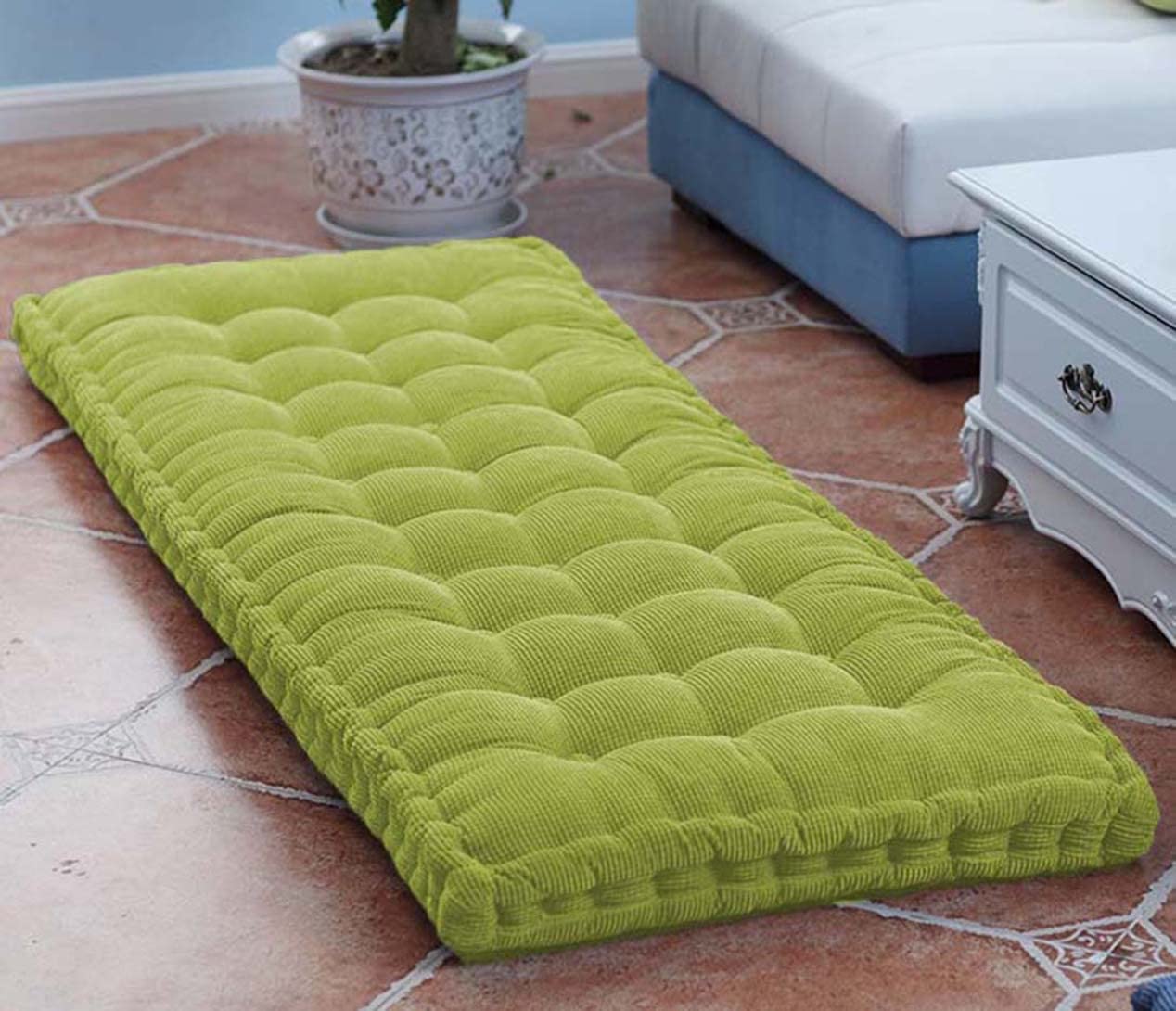 10cm Thick Bench Cushion Pad 2/3 Seater,100cm/120cm Soft Bench Cushions  Cotton Chair Pad for Garden Patio Dining Sofa Swing (80x35cm,Green)