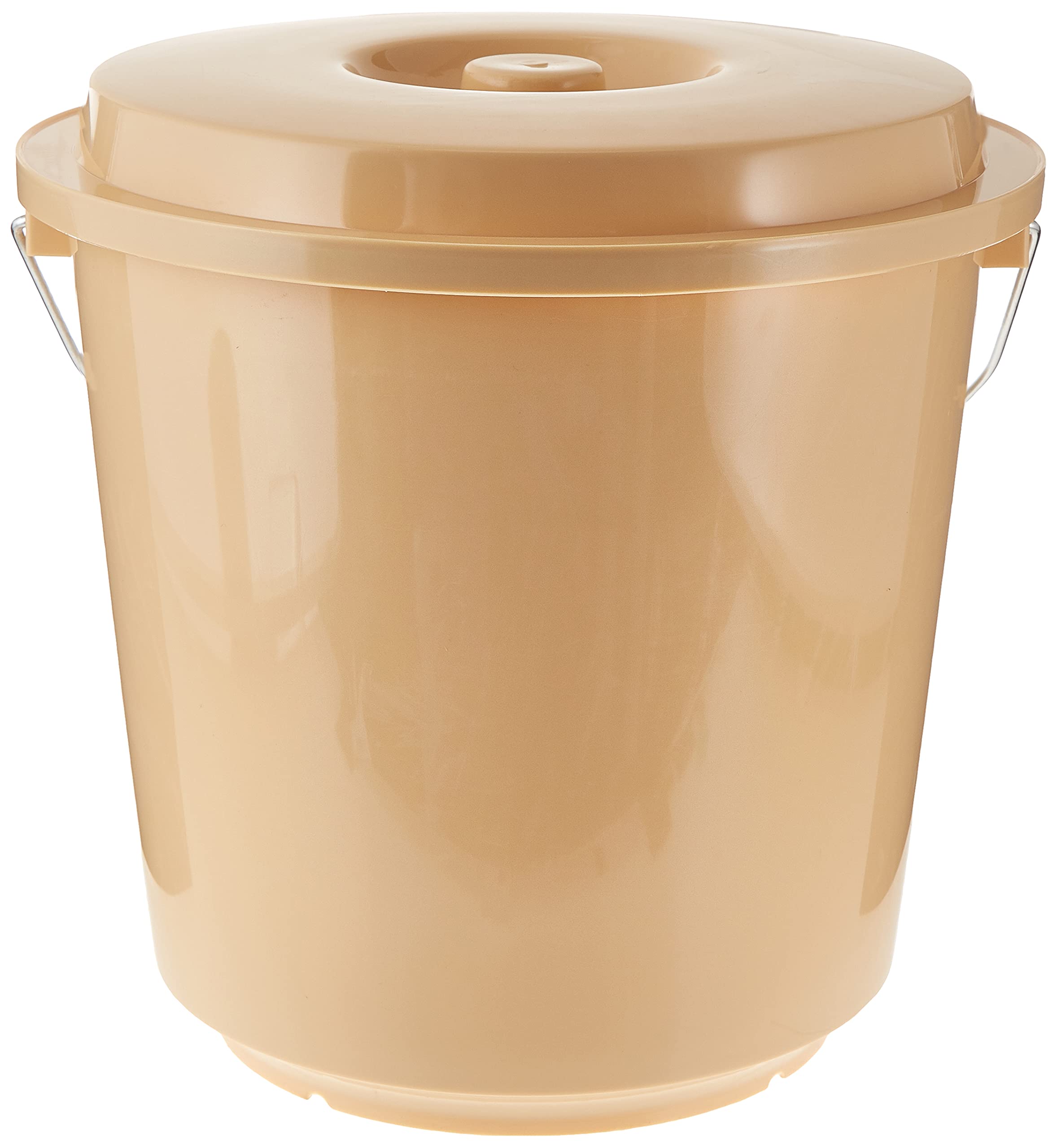 Cosmoplast Ex 15L Round Plastic Buckets With Lids & Metal Handles, Ivory