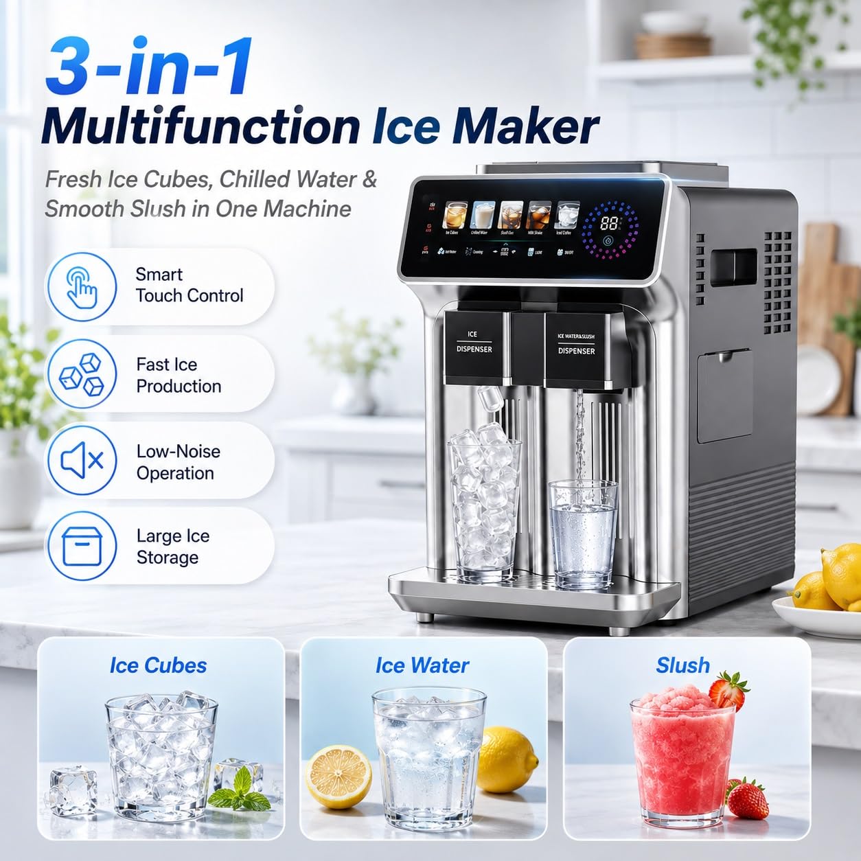 Máquina de Hielo Portátil de Sobremesa, Máquina de Hielo 3 en 1