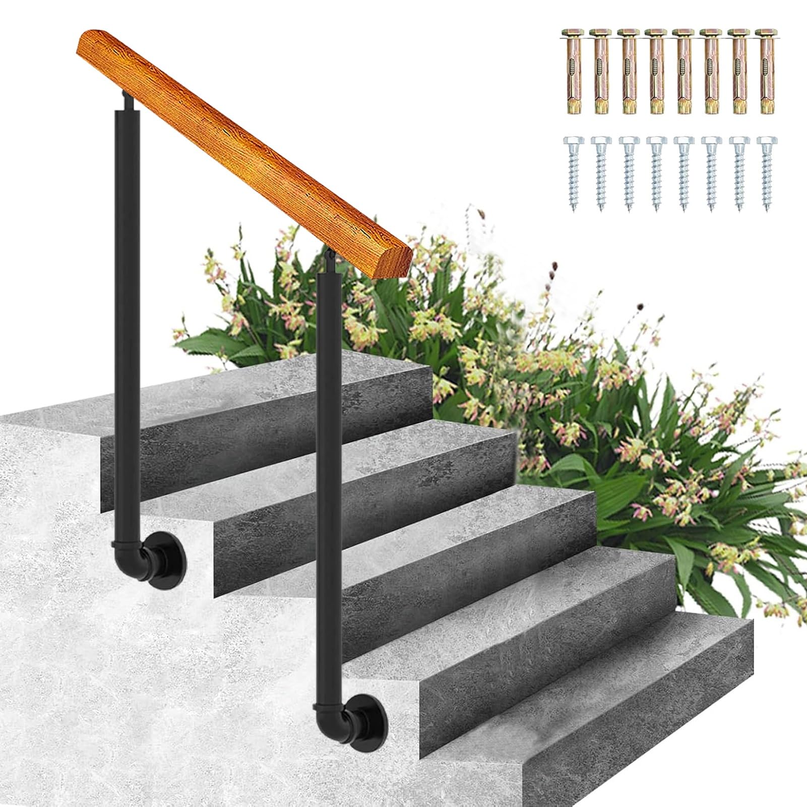 Rampe de transition réglable en bois, main courante pour escalier extérieur et porche de jardin