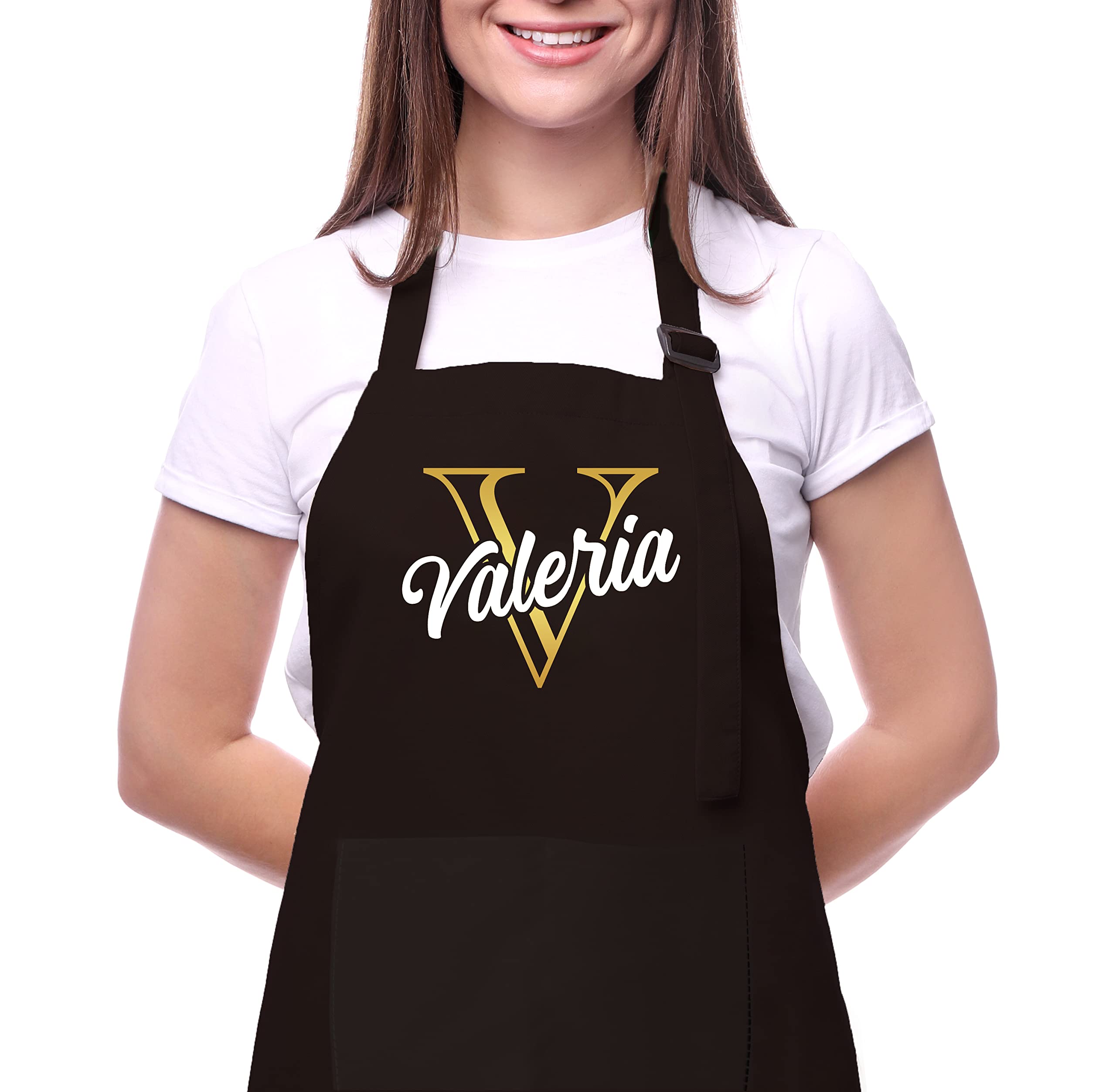 Custom Aprons for Women with Pockets, Mother Day Gift for Mom, Grandma, Personalized Kitchen Gifts for Mom, Grandma, Mother, Women, Wife, Aprons for Cooking, Unique Cute Design Apron with Custom Name