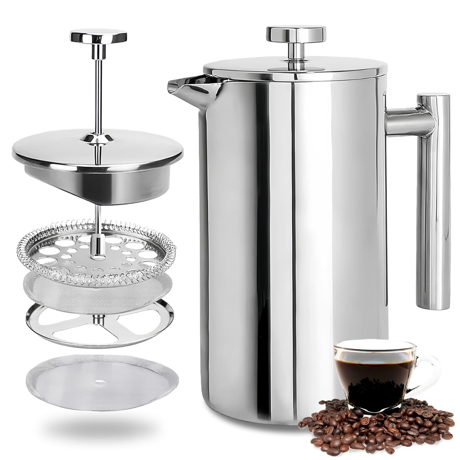 WEELOO Stainless Steel French Press Coffee Maker 0.35 L/12 oz