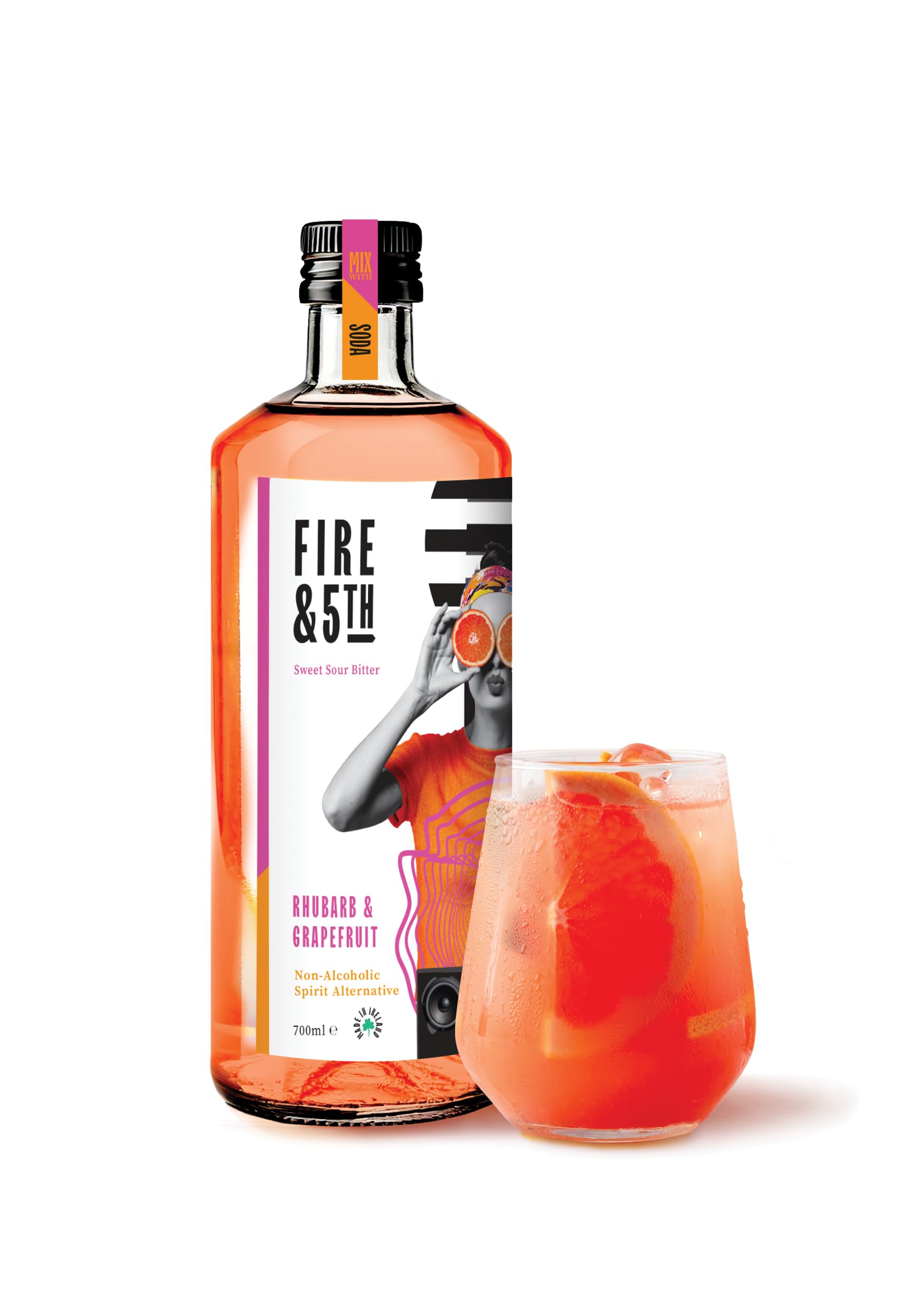 Fire & 5th - Alcohol Free Spirit Alternative - Rhubarb & Grapefruit - Non-Alcoholic Spirit - Ideal for Non-Alcoholic Cocktails - Made in Ireland (700ml)