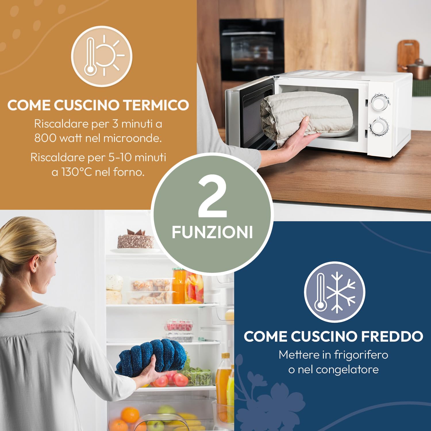 Blumtal cuscino con noccioli di ciliegia riscaldabile per cervicale - cuscino termico noccioli di ciliegio al 100% - scaldacollo da microonde fodera 100% cotone certificata OEKO-TEX - cuscino stampato