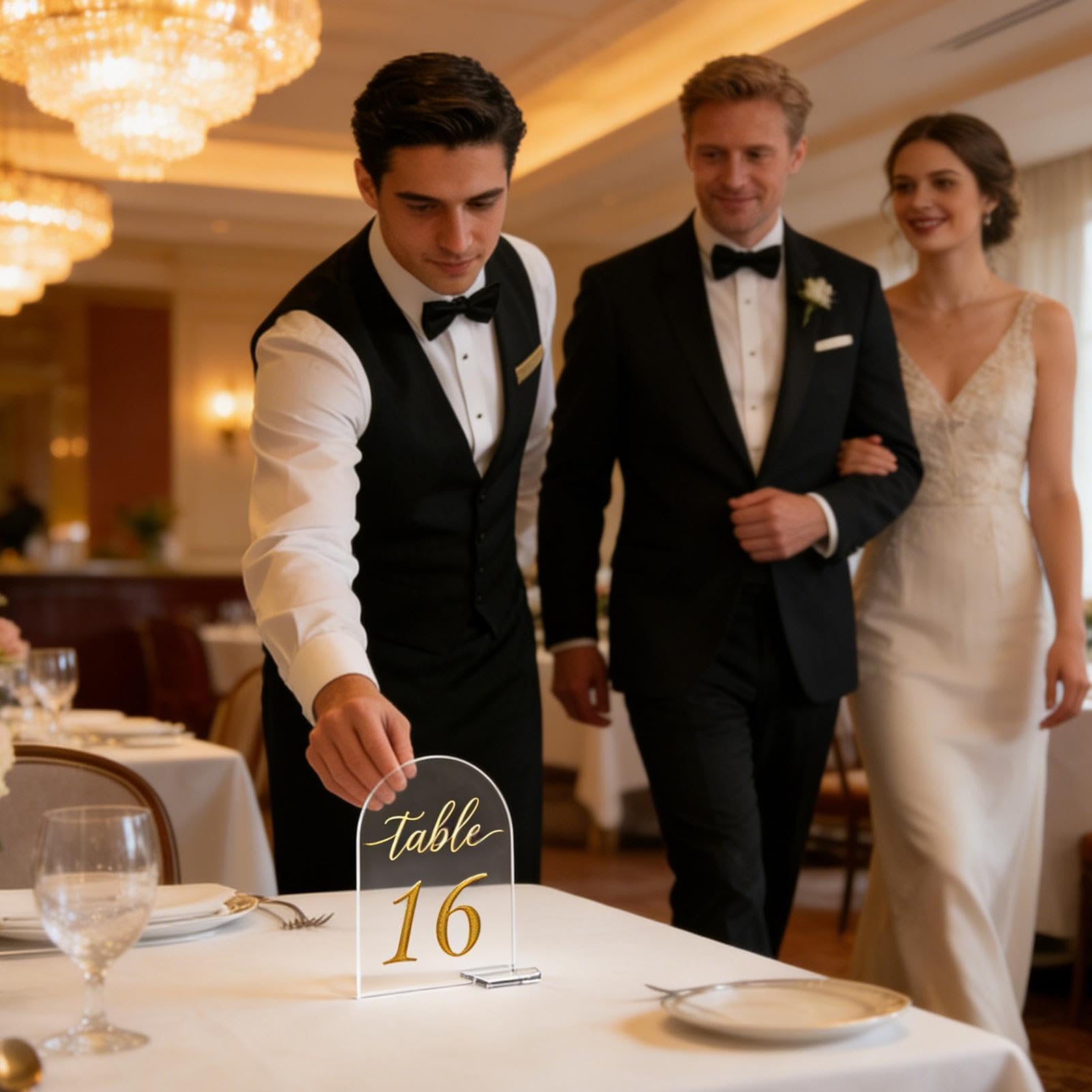 Acrylglas-Tischschilder 30-teilige goldbedruckte Blätter | Transparentes Acryl-Schild mit und Ständer für Events Empfang Hochzeit Restaurant Bankett Geburtstag Bar