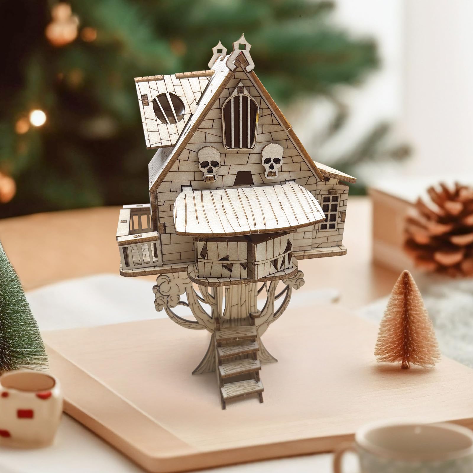 Cuteefun Puzzle di Legno 3D per Adulti, Kit Fai da Te Tiny Tree House, Crea Il