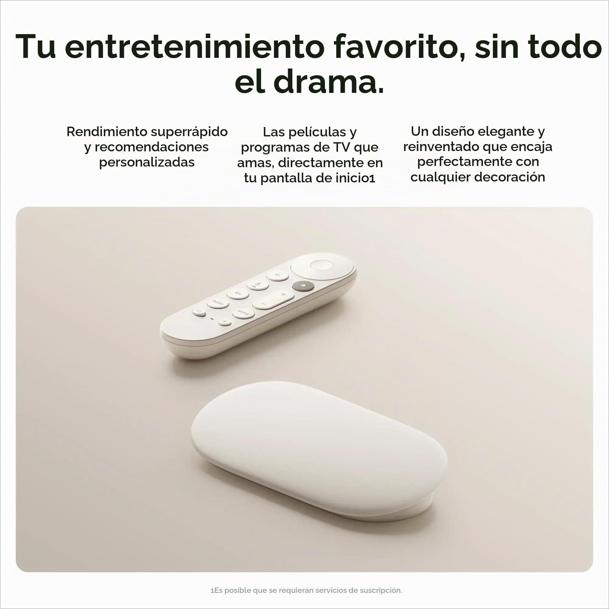 Google Transmisor de TV (4K) - Entretenimiento de transmisión rápida con control remoto de búsqueda por voz - Mira películas, programas, TV en vivo y Netflix en 4K HDR - Control inteligente para el