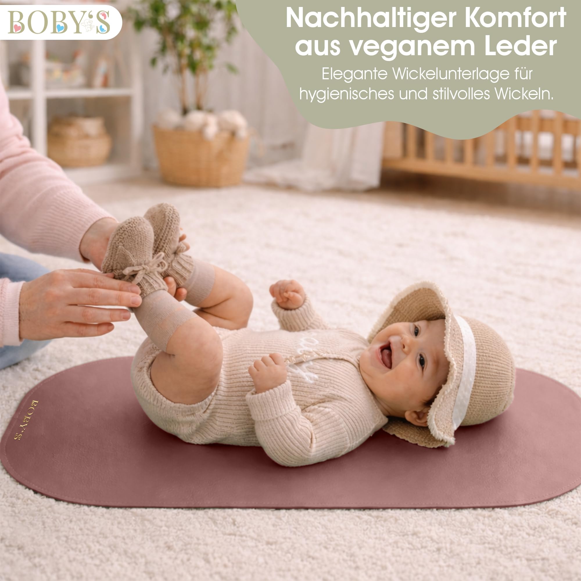 Wickelunterlage für unterwegs Baby Wickelmatte wasserdicht & abwaschbar faltbare Reise Wickelauflage aus veganem Leder Wickeltischauflage kompakt für Wickeltasche hygienisch Neugeborene (Pink)