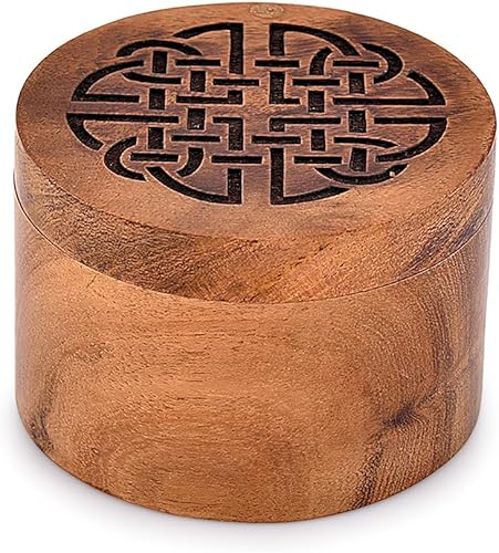 EDHAS Spice Cellars - Caja de especias de madera de acacia con cubierta giratoria, conservador de sal, tarro de madera para cocina, perfecto para