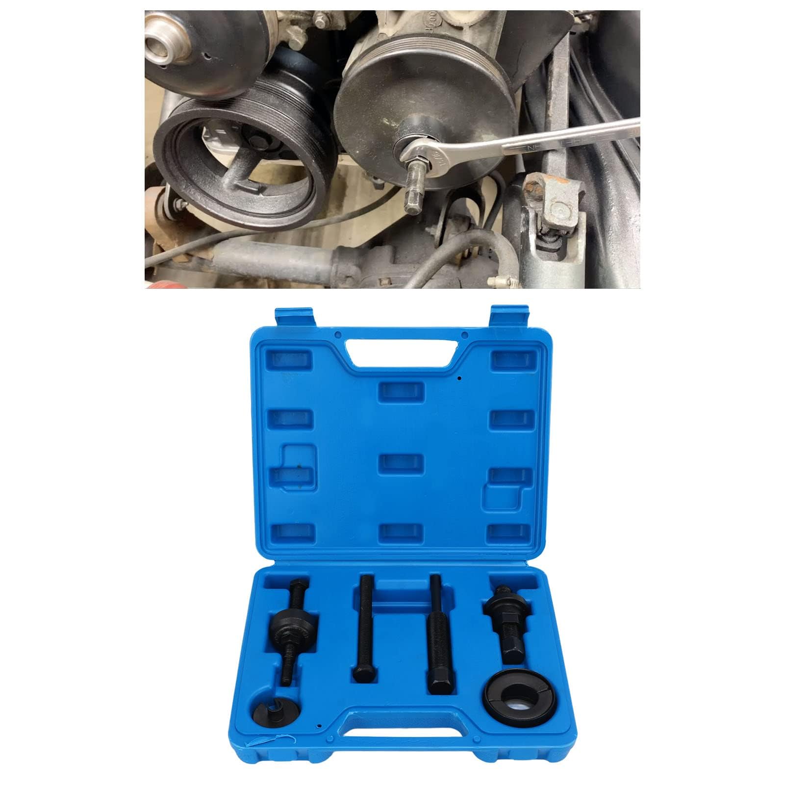 Kit Extractor de Polea de Bomba de Dirección Asistida, Herramienta de Instalación de Polea de Bomba, Kit de Herramientas de Extracción de Instalador, Repuesto de Acero Al Cromo