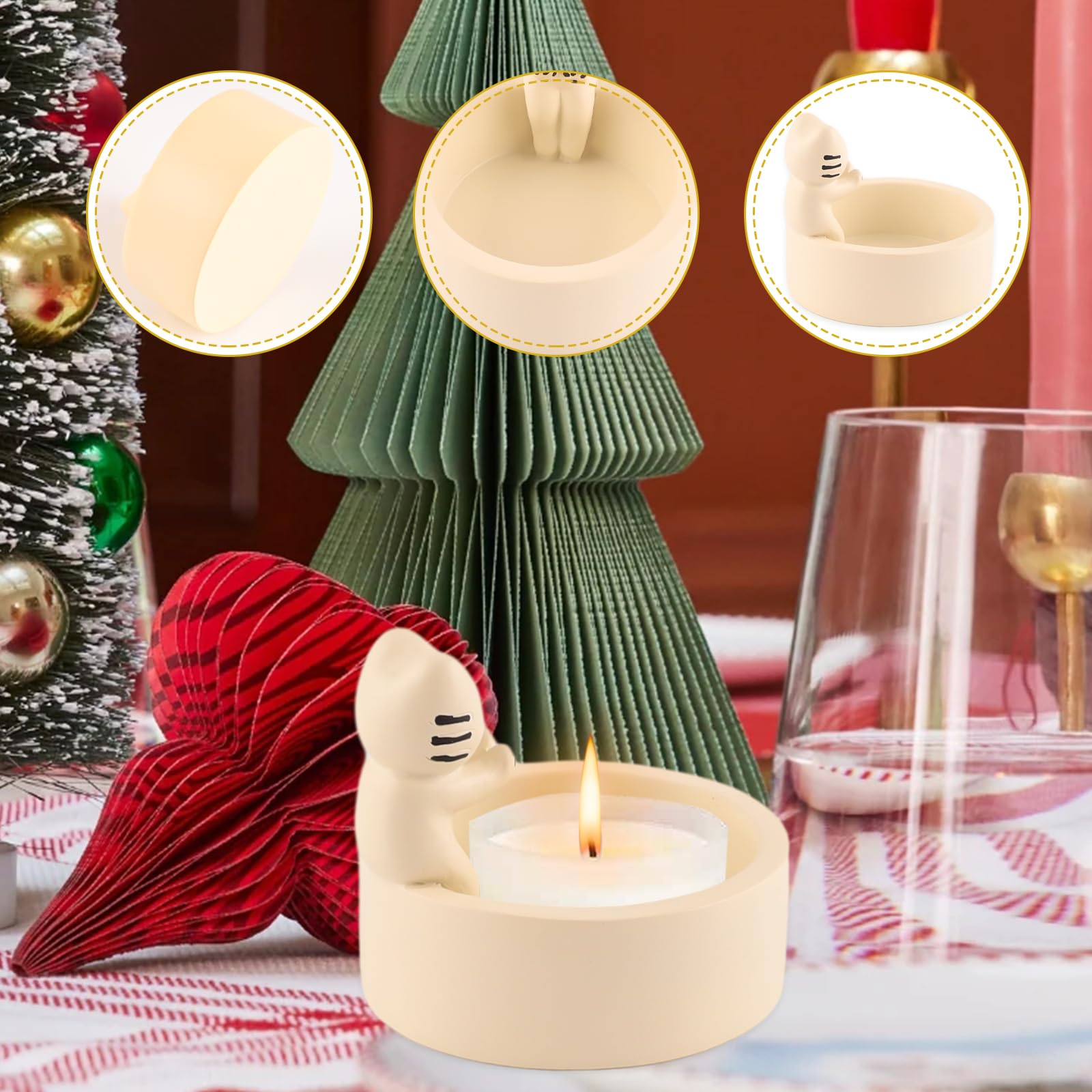 Kexpery Kat Kaars Houder Hars Kitten Theelichthouders Warming Poten Kat Kaars Voetstuk Stand Tafelblad Ornament Leuke Kaarsen Houder Geschenken Voor Kattenliefhebbers (geen Kaars