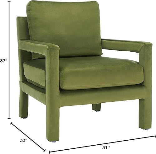Miniatura 3 de SAFAVIEH Home Collection Kye Mid-Century - Silla decorativa de terciopelo verde oliva (totalmente montada) Verde