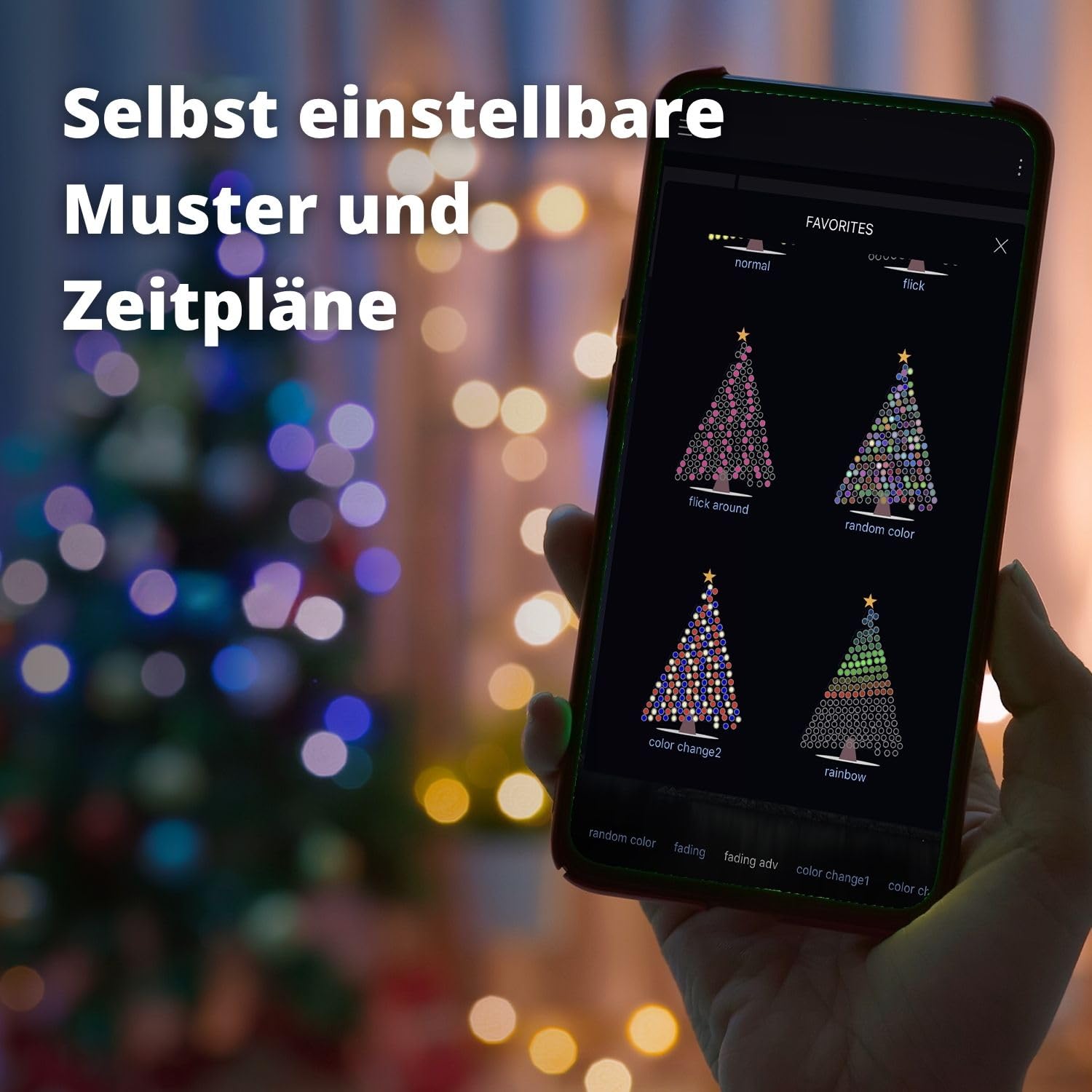 FLINQ Lichterkette Weihnachtsbaum 19m - Mit App steuerbar | Weihnachtsbeleuchtung Außen und Innen - Lichterkette Outdoor Strom 160 LEDs - RGB mehrfarbig