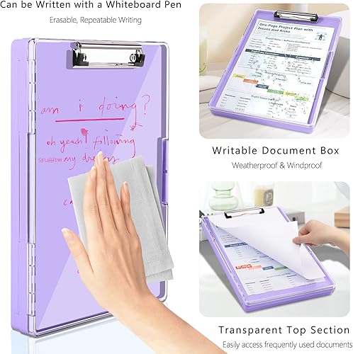 Miniatura 3 de SFLHHDM Portapapeles con almacenamiento, tableros de clip resistentes de 8.5 x 11 pulgadas con 2 fundas de almacenamiento, portapapeles de