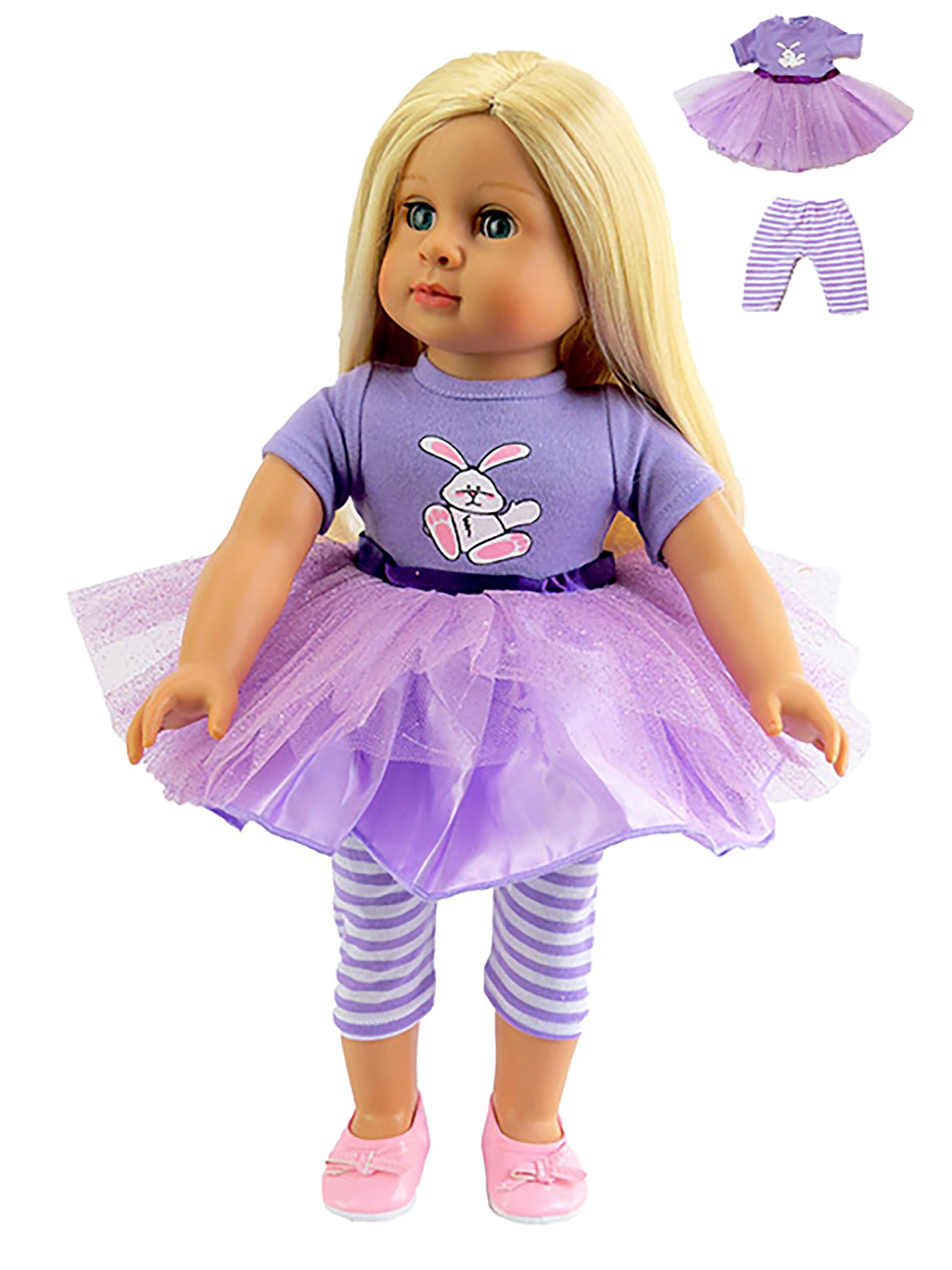 Purple Easter Bunny Tutu Dress for 18-Inch Dolls | Premium Quality & Trendy Design | Dolls Clothes