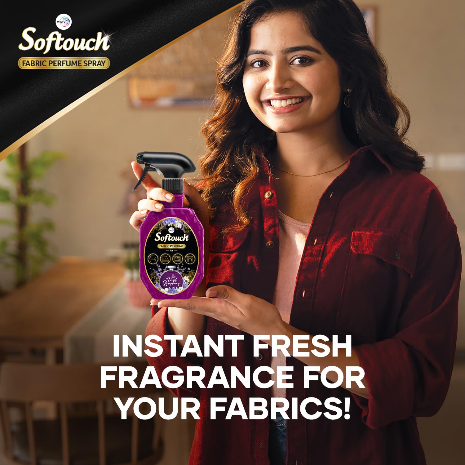 Softouch Fabric perfume Spray Floral Symphony 370 ml| Instant frgarance| Eliminates odours on Clothes, Curtains, Sofa, Cushions, Carpets, Bedding - Image 3 thumbnail