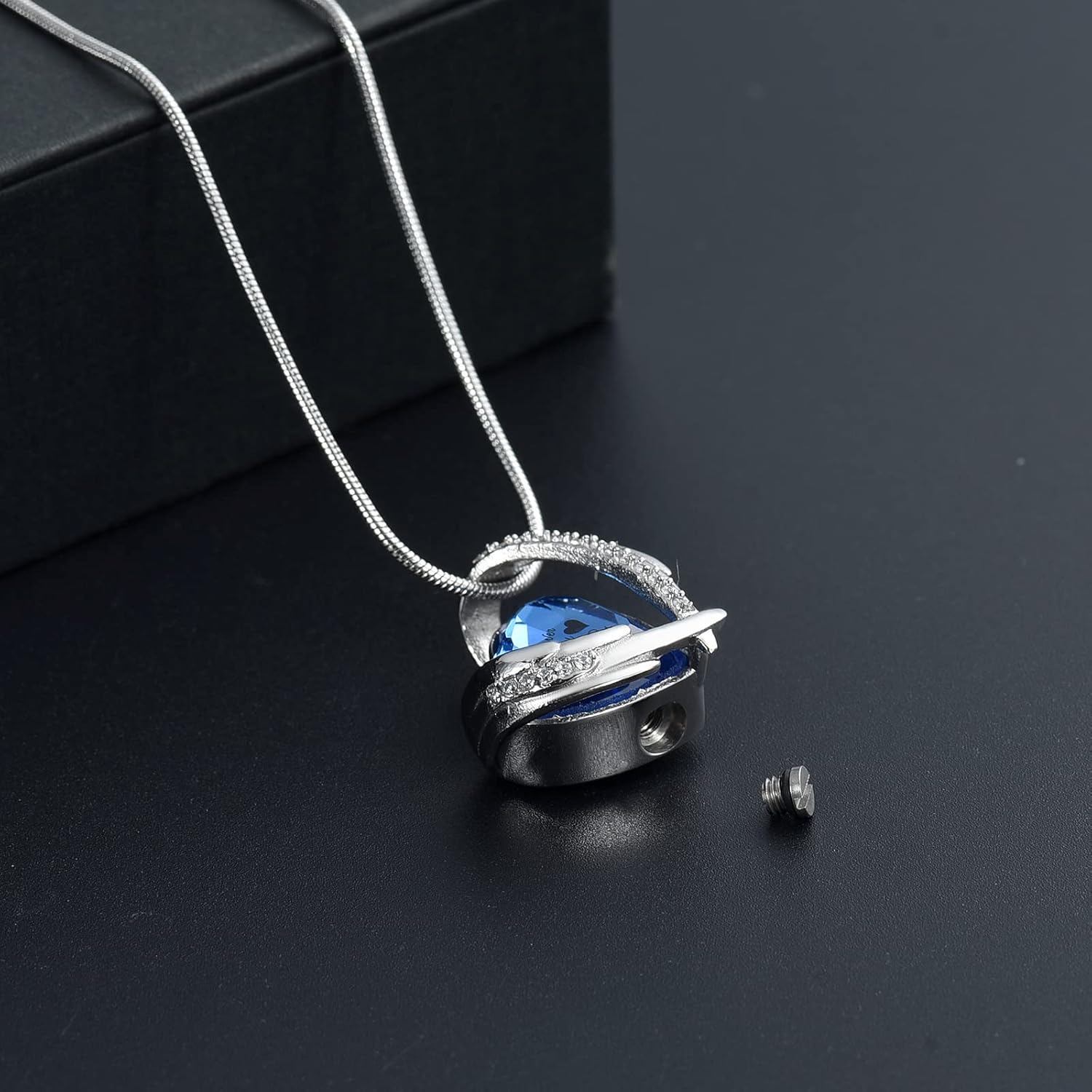Heart Crystal Cremation Urn Necklace for Ashes, Stainless Steel Cremation Jewelry for Ashes Memorial Pendant Ashes Urn Necklace with Engraving and Filling Kit - Image 4