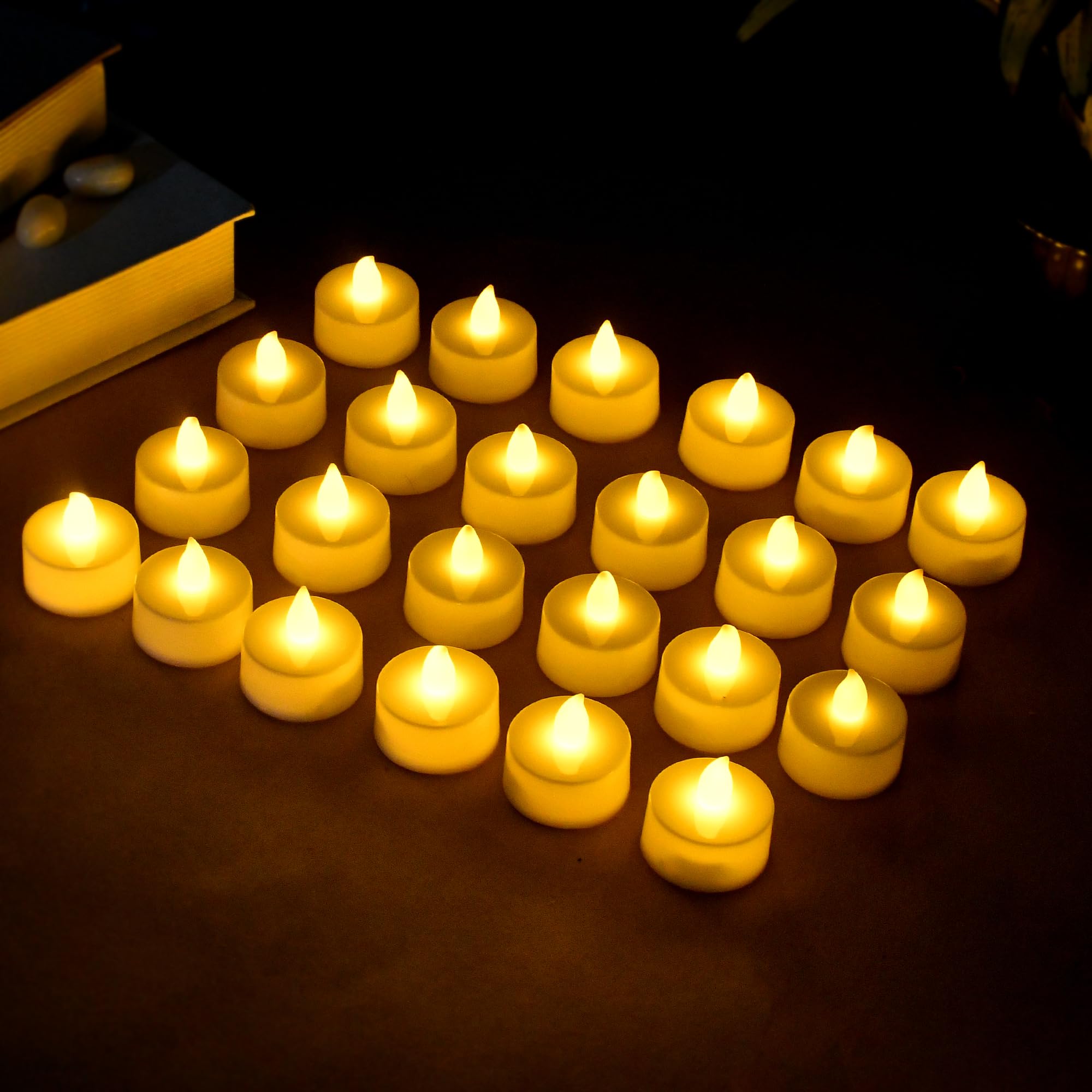 JAMB Plastic Battery Operated Led Candle Tealight Diya For Home Decor & Diwali Lights Decorative Lights For Home Wall Lighting Decoration (Made In India-Yellow) (24)