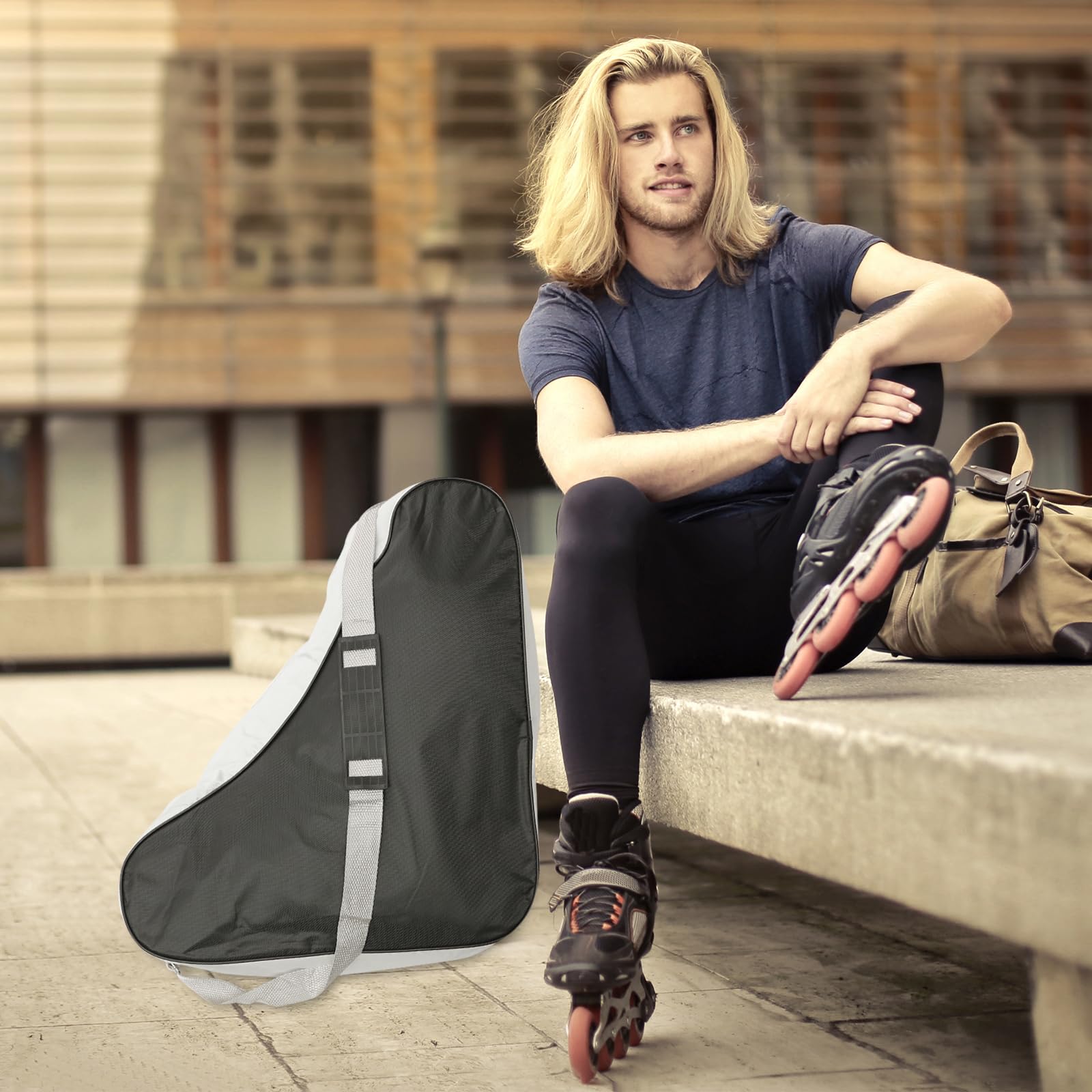 Toddmomy Schlittschuhtasche Dreieckig, Rollschuhe Tasche Mit Verstellbarem Trageriemen, Atmungsaktiv Und Verschleißfest, Praktische Aufbewahrung Für Inliner Und Eishockeyschlittschuhe