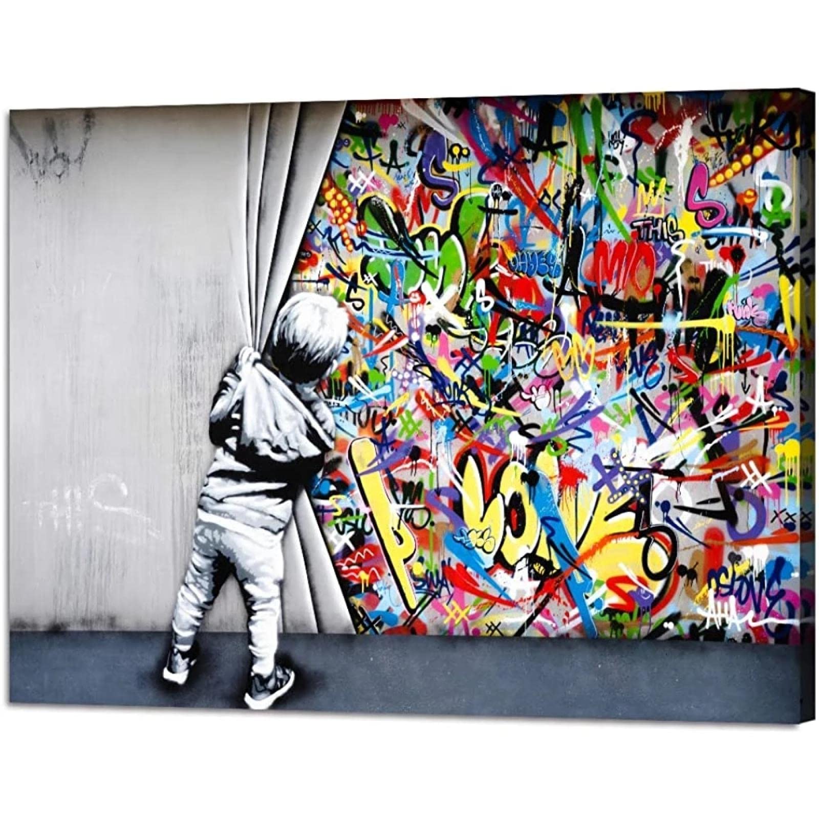 ZMFBHFBH Banksy Graffiti Wall Art Paintings Pop Art Colorful