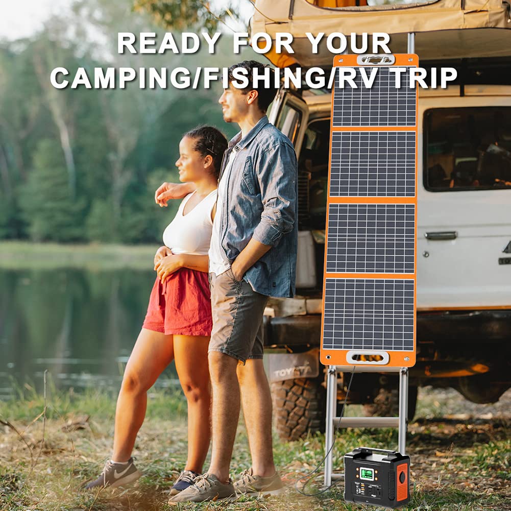 Caricatore per Pannello Solare Pieghevole 100W 18V con Carica di Uscita CC Tipo C QC3.0 per Centrale elettrica Portatile Camper per Viaggi su Strada Campeggio