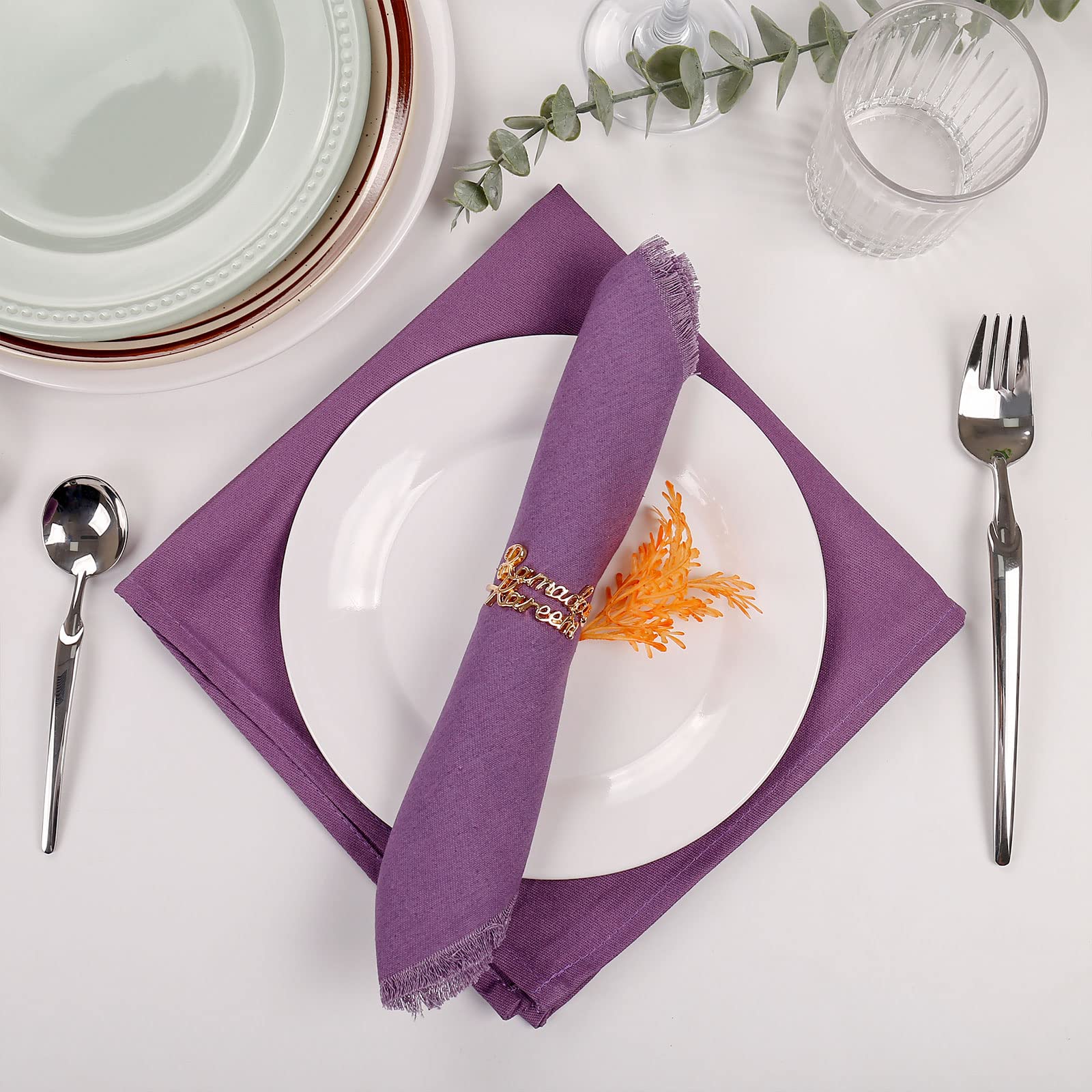 Ronds de Serviette Amissié pour Eid Ramdan, Boucles en Or Rose et Argent, Décor de ixd'Anniversaire et de Mariage, Porte-Serviettes Queue-de-Table, 6 Pièces, 2024  15