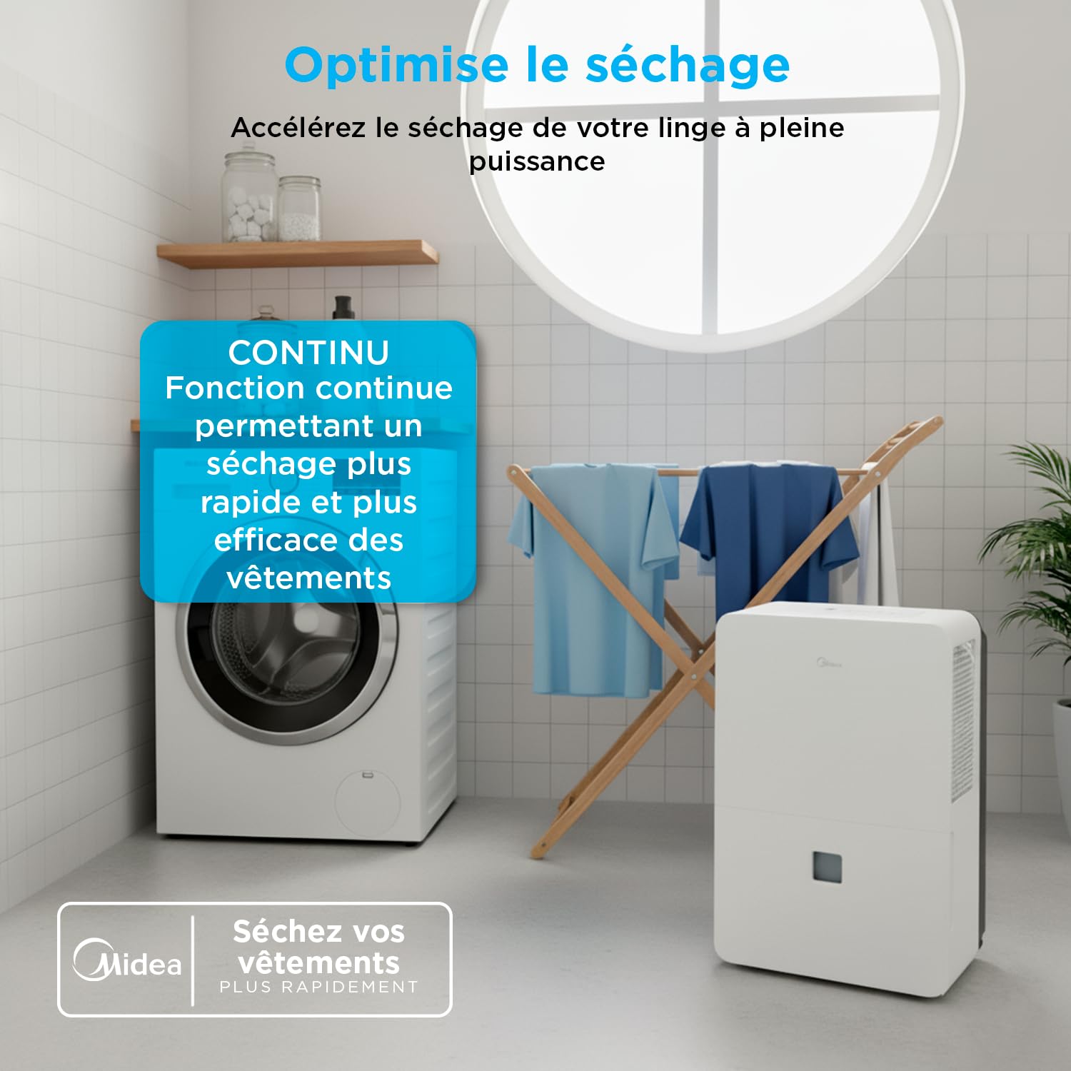 MIDEA Déshumidificateur d air Anti Moisissure intérieur 50 L/Jour | Réservoir amovible 6L, APP/Wifi, Mode Confort, Minuterie 24H | Déshumidificateur industriel de grande capacité jusqu’à 120m²/300 m³