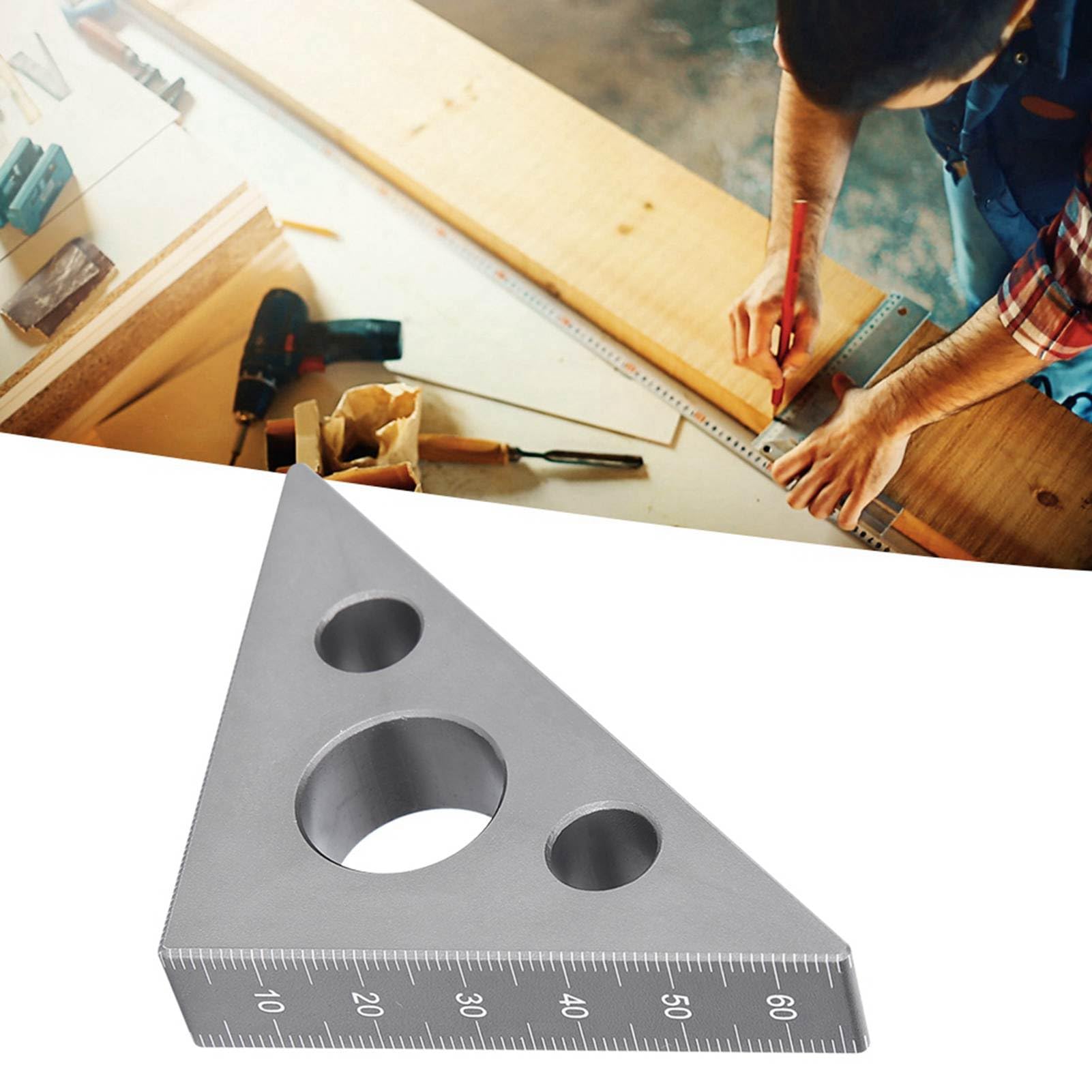 Righello Triangolare in Lega di Alluminio con Finitura Satinata, Calibro ad Angolo retto 45/90 Gradi, Dimensioni compatte