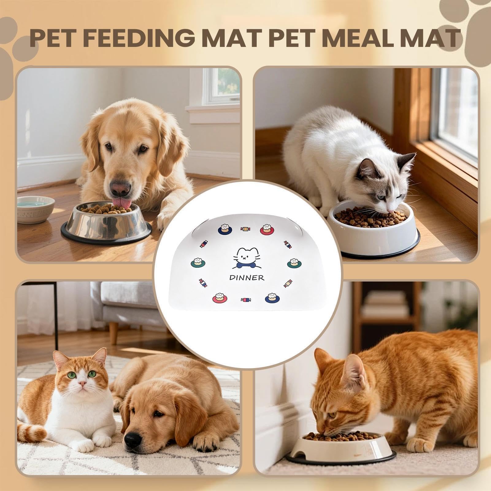 Katzenfuttermatte Rutschfestes PU-Leder Mit Auslaufsicherem Erhöhtem Rand | Katzentrinkbrunnenmatte Für Kätzchen, Welpen, Innenbereich, Zuhause, Küche, Reise, Essbereich, (Kätzchen)