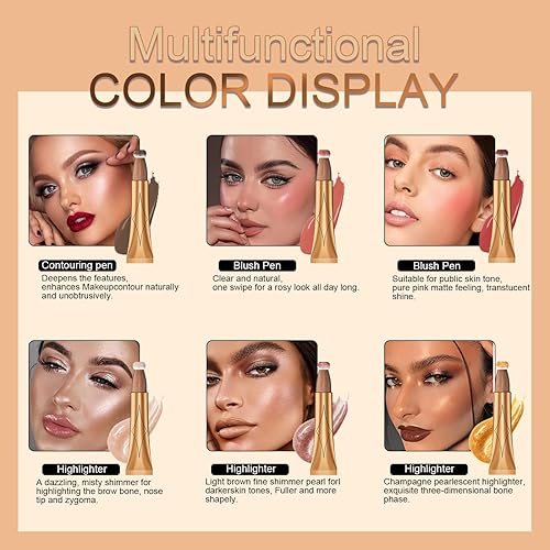 Vista 5 de Xcrear - Varita de belleza líquida en crema, con aplicador de cojín, bronceador sedoso, impermeable, ligero, contorno facial, maquillaje con acabado